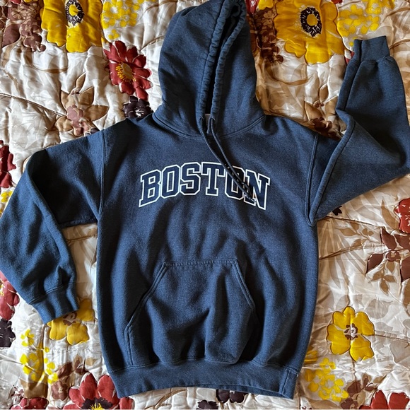 Boston Hoodie pullover sweatshirt steel blue long sleeve size small like new - Picture 7 of 10